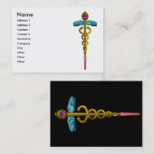 カドゥセウス、鮮やか金ゴールドアメジスト、白黒 名刺 (正面/裏面)