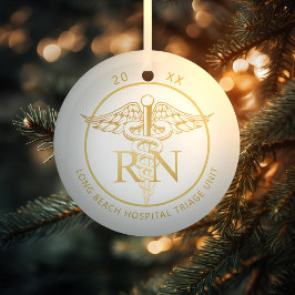 カドゥセウスRN医療ユニット金ゴールドガラスオーナメント ガラスオーナメント