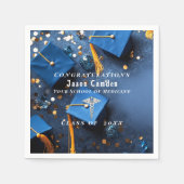 カドゥセエレガントス金ゴールドホワイト海軍ブルー卒業 スタンダードカクテルナプキン (正面)