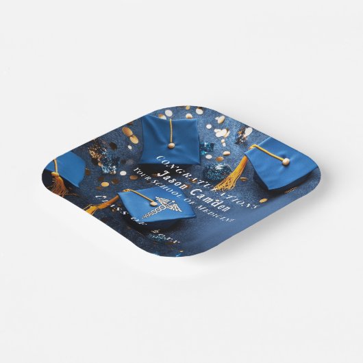 カドゥセエレガントス金ゴールドホワイト海軍ブルー卒業 ペーパープレート (傾斜あり)