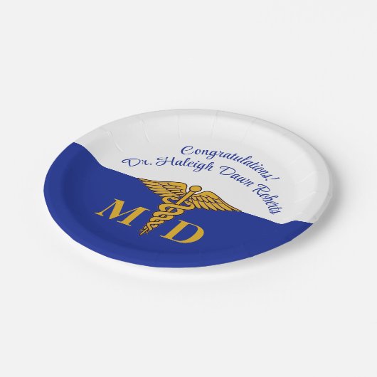カドゥセ王室のスブルー医科学校卒業 ペーパープレート (アングル)