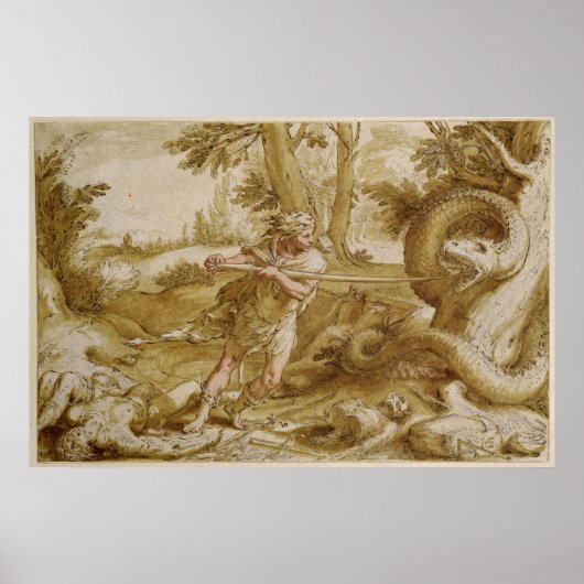 カドマスがドラゴンを攻撃しようとしている ポスター (正面)