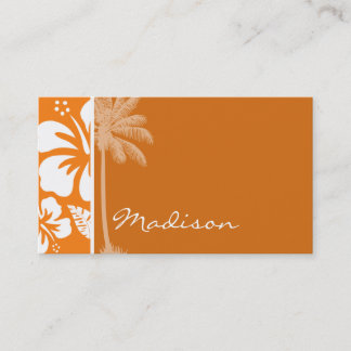 カドミウムオレンジの熱帯性ハイビスカス；ヤシ 名刺