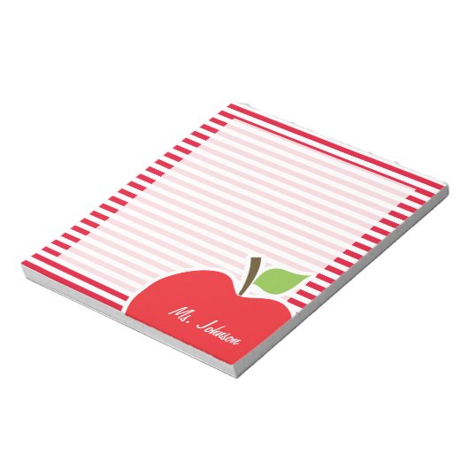 カドミウムレッドストライプのストライプのリンゴ ノートパッド (回転)