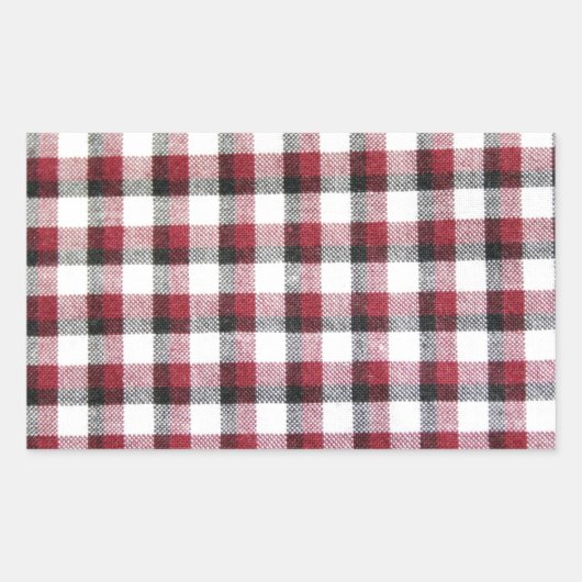 カドリル赤白と黒スタイル 長方形シール (正面)