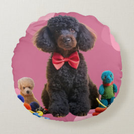 カドリーブラックポドルプラッシュ装飾用クッションカバー ラウンドクッション