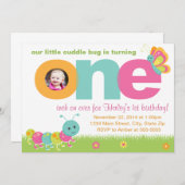 カドルバグ1st誕生日招待状5 x 7フォトカード 招待状 (正面/裏面)