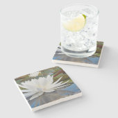 カドーの香りの良い水ユリ（ニンファエア·オドラタ） ストーンコースター (横)