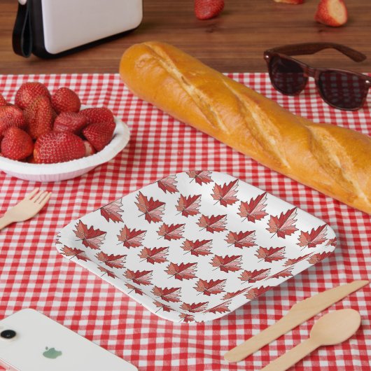 カナコンテンポラリーダメープルリーフパターンID1071 ペーパープレート (ピクニック)