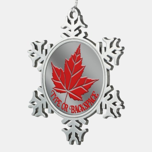 カナダおみやげオーナメントパーソナライズされたカナダギフト スノーフレークピューターオーナメント (右)