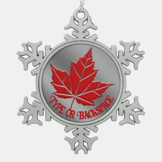 カナダおみやげオーナメントパーソナライズされたカナダギフト スノーフレークピューターオーナメント (正面)