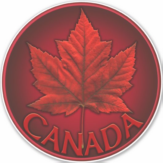 カナダおみやげステッカー赤カエデ葉ステッカー シール (正面)
