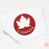 カナダおみやげステッカー赤カエデ葉ステッカー ラウンドシール (封筒)