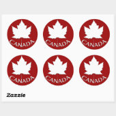 カナダおみやげステッカー赤カエデ葉ステッカー ラウンドシール (シート)