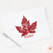 カナダおみやげステッカー赤カエデ葉ステッカー ラウンドシール (封筒)