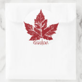 カナダおみやげステッカー赤カエデ葉ステッカー ラウンドシール (バッグ)