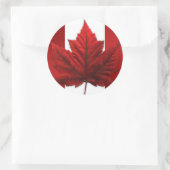 カナダおみやげステッカー赤カエデ葉ステッカー ラウンドシール (バッグ)