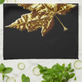 カナダおみやげタオル金ゴールドカナダ茶タオル キッチンタオル (折り畳み)