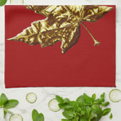 カナダおみやげタオル金ゴールドカナダ茶タオル キッチンタオル (折り畳み)