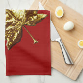 カナダおみやげタオル金ゴールドカナダ茶タオル キッチンタオル (四つ折り)