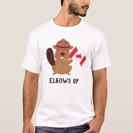 カナダおもしろいのビーバーの"ひじを上げる"愛国的な Tシャツ (正面)