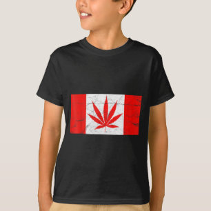 カナダおもしろTシャツ カナダとマリファナの葉 新しいカナダの国旗 ジョーク Tシャツ