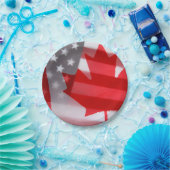 カナダおよびアメリカの旗 ペーパープレート (パーティー)