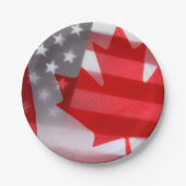 カナダおよびアメリカの旗 ペーパープレート (正面)