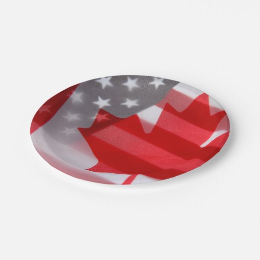 カナダおよびアメリカの旗 ペーパープレート (アングル)