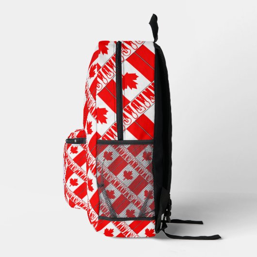 カナダおよびカナダ国旗のタイル表示の赤の個人用設定 プリントバックパック (右)