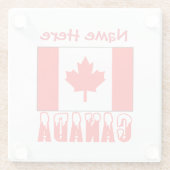 カナダおよびカナダ国旗の赤の個人設定 ガラスコースター (裏面)