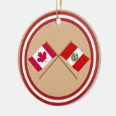 カナダおよびペルーによって交差させる旗 セラミックオーナメント (左)