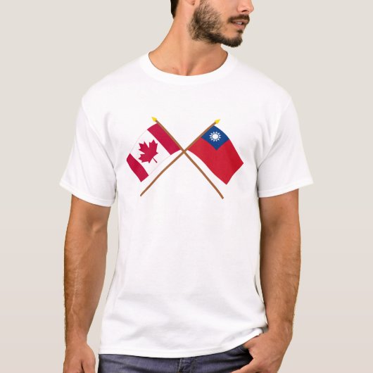 カナダおよび台湾によって交差させる旗 Tシャツ (正面)