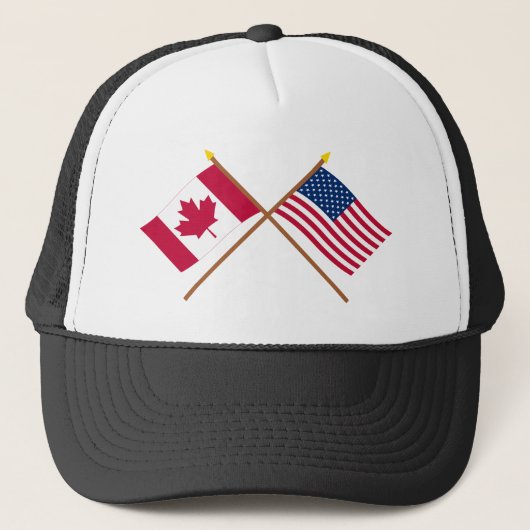 カナダおよび米国によって交差させる旗 キャップ (正面)