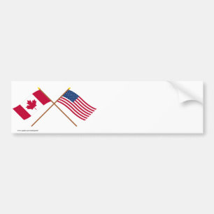 カナダおよび米国によって交差させる旗 バンパーステッカー