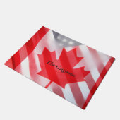 カナダおよび米国の旗 ドアマット (アングル)