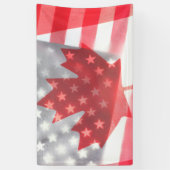 カナダおよび米国の透明な旗 横断幕 (縦)