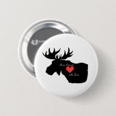 カナダからのカナダのムースピンとラブハートピン 缶バッジ (正面&裏面)