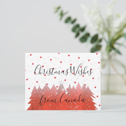 カナダからのクリスマスの願い150レッドメープルリーフ シーズンポストカード (スタンド正面)