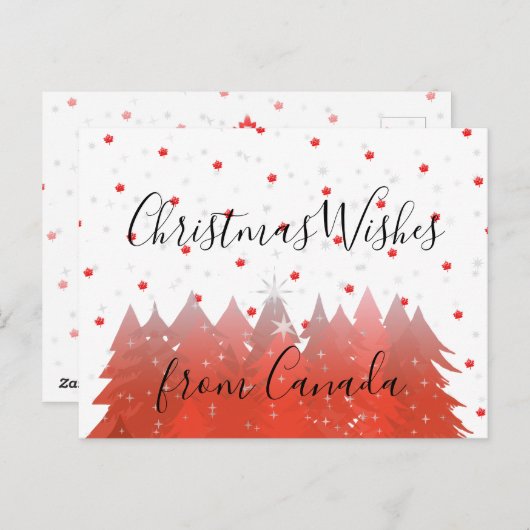 カナダからのクリスマスの願い150レッドメープルリーフ シーズンポストカード (正面/裏面)
