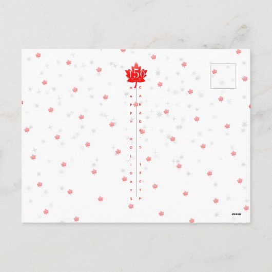 カナダからのクリスマスの願い150レッドメープルリーフ シーズンポストカード (裏面)