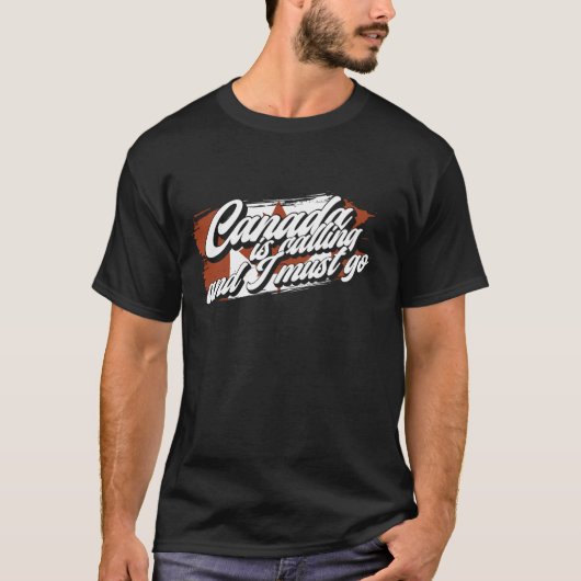 カナダから電話がかかってきてます - おもしろカナダ人 Tシャツ (正面)
