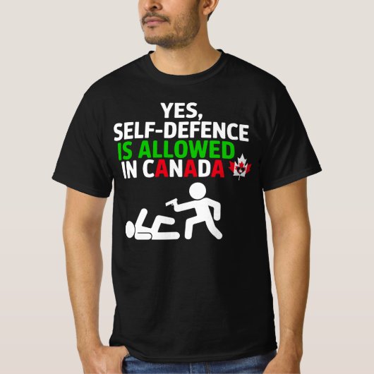 カナダでは正当防衛が認められています Funny Stickm Tシャツ (正面)