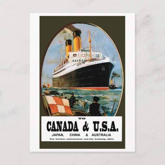 カナダとアメリカへの海外クルーズ船 ポストカード (正面)