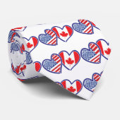 カナダとアメリカ国旗のハート ネクタイ (ロール)