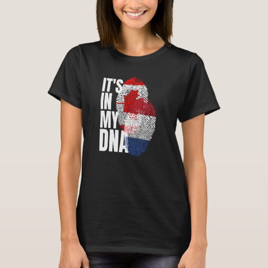 カナダとオランダミックスDNA伝統フラグ Tシャツ (正面)