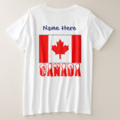 カナダとカナダ国旗のカスタマイズ商品 プラスサイズTシャツ (デザイン裏面)