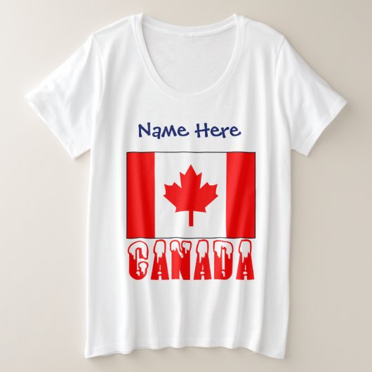 カナダとカナダ国旗のカスタマイズ商品 プラスサイズTシャツ (デザイン正面)