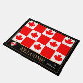 カナダとカナダ国旗の家のマット/スポーツへようこそ ドアマット (アングル)