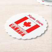 カナダとカナダ国旗 赤 カスタマイズ ペーパーコースター (アングル)